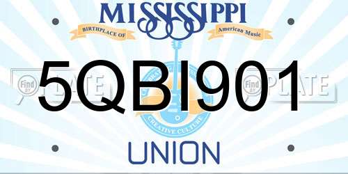 5QBI901 Mississippi License Plate