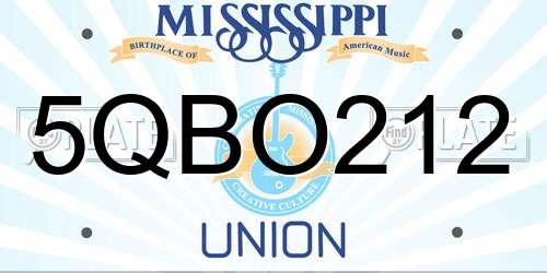5QBO212 Mississippi License Plate