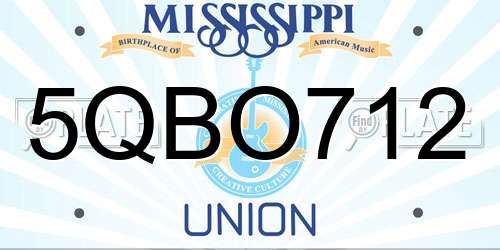 5QBO712 Mississippi License Plate