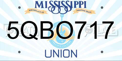 5QBO717 Mississippi License Plate