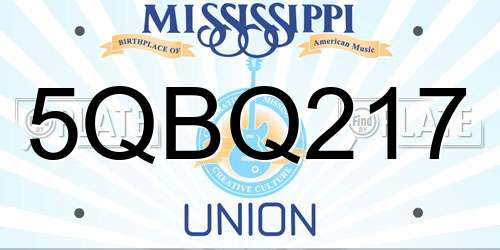 5QBQ217 Mississippi License Plate