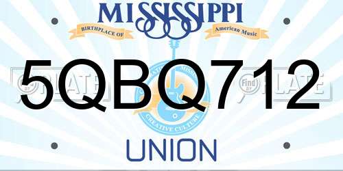 5QBQ712 Mississippi License Plate