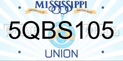 5QBS105 Mississippi License Plate