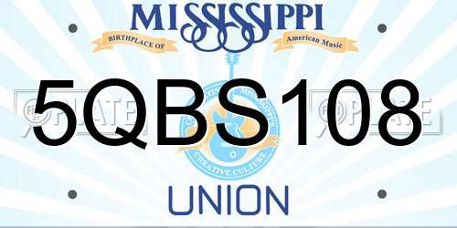 5QBS108 Mississippi License Plate