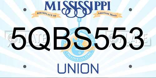 5QBS553 Mississippi License Plate