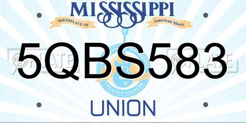 5QBS583 Mississippi License Plate