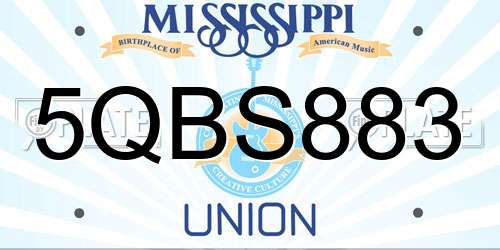 5QBS883 Mississippi License Plate