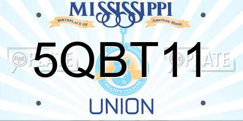 5QBT11 Mississippi License Plate