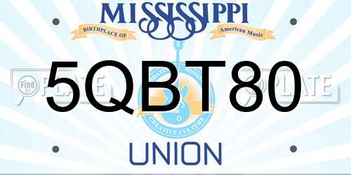 5QBT80 Mississippi License Plate