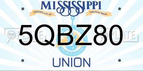 5QBZ80 Mississippi License Plate