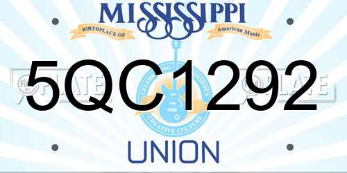 5QC1292 Mississippi License Plate