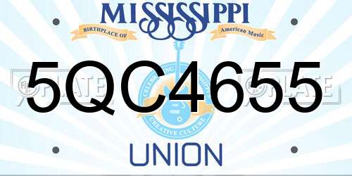 5QC4655 Mississippi License Plate