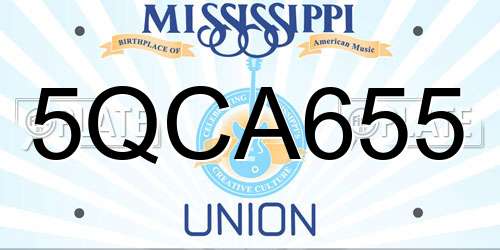 5QCA655 Mississippi License Plate