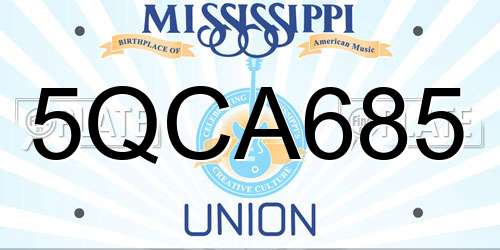 5QCA685 Mississippi License Plate
