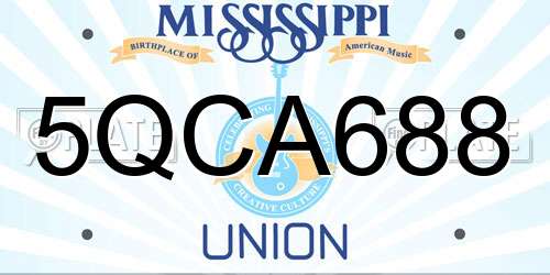 5QCA688 Mississippi License Plate