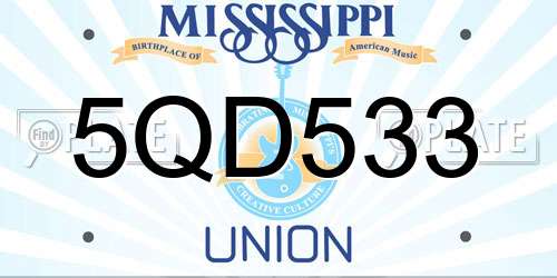 5QD533 Mississippi License Plate
