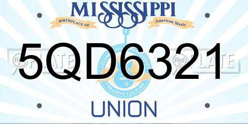 5QD6321 Mississippi License Plate