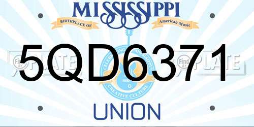 5QD6371 Mississippi License Plate