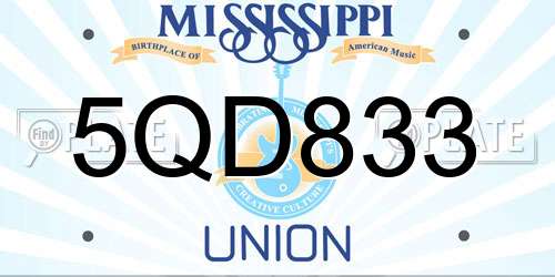 5QD833 Mississippi License Plate