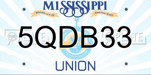 5QDB33 Mississippi License Plate