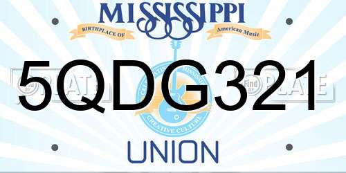 5QDG321 Mississippi License Plate