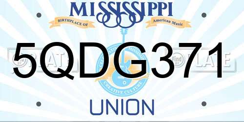 5QDG371 Mississippi License Plate
