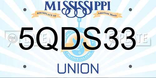 5QDS33 Mississippi License Plate