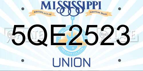 5QE2523 Mississippi License Plate