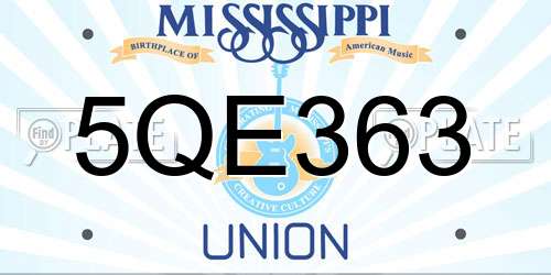 5QE363 Mississippi License Plate