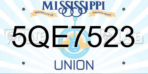 5QE7523 Mississippi License Plate