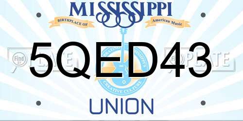 5QED43 Mississippi License Plate