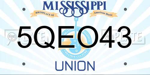 5QEO43 Mississippi License Plate