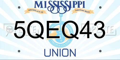5QEQ43 Mississippi License Plate