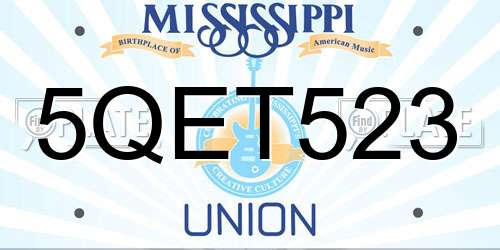 5QET523 Mississippi License Plate