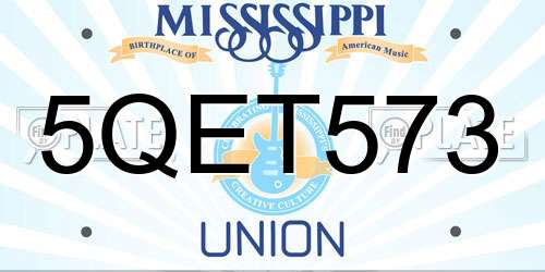 5QET573 Mississippi License Plate