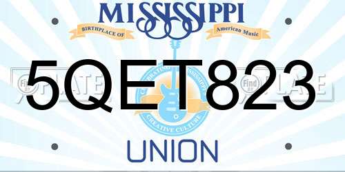 5QET823 Mississippi License Plate