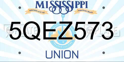 5QEZ573 Mississippi License Plate