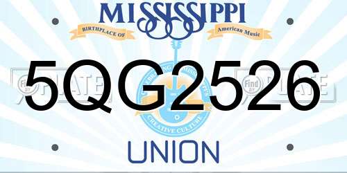 5QG2526 Mississippi License Plate