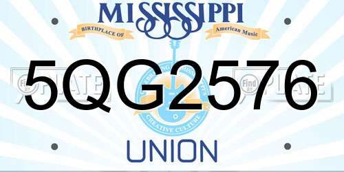 5QG2576 Mississippi License Plate