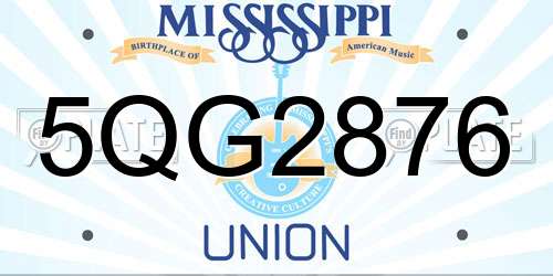 5QG2876 Mississippi License Plate