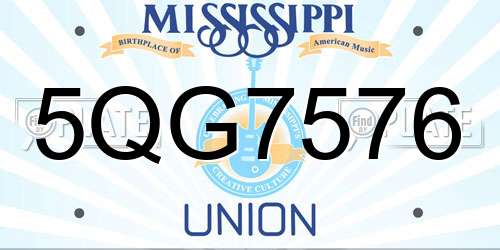 5QG7576 Mississippi License Plate