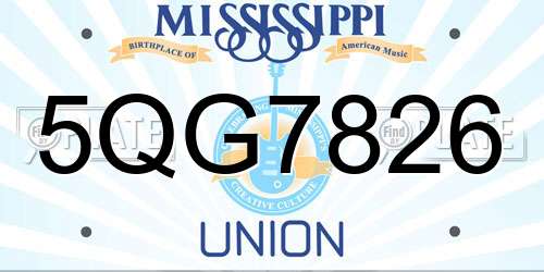 5QG7826 Mississippi License Plate