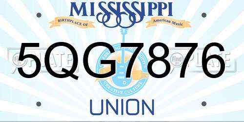 5QG7876 Mississippi License Plate