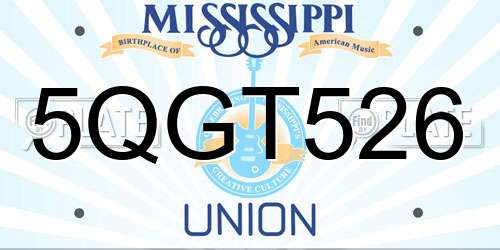 5QGT526 Mississippi License Plate