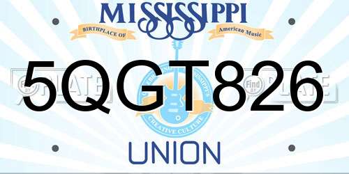 5QGT826 Mississippi License Plate