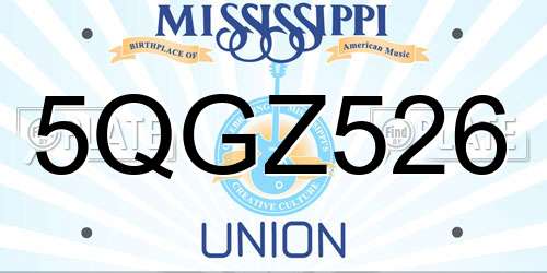 5QGZ526 Mississippi License Plate
