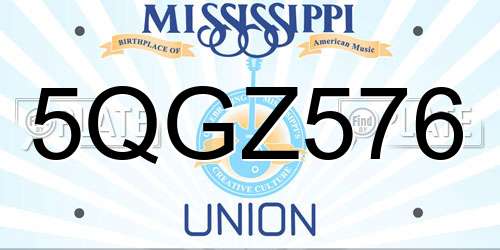 5QGZ576 Mississippi License Plate