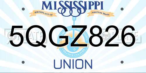 5QGZ826 Mississippi License Plate