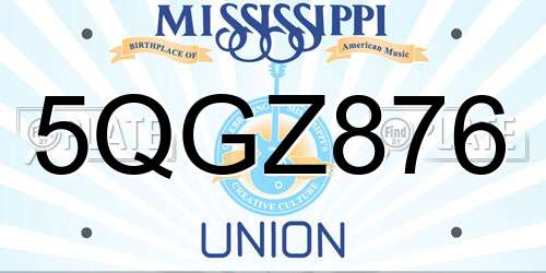 5QGZ876 Mississippi License Plate