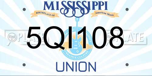 5QI108 Mississippi License Plate